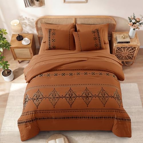 MaiRêve King Size Comforter Set Embroidery Floral 7 Pieces Bed in a Bag - Image 3