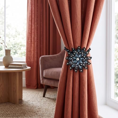 2 Pack Black Flower Curtain Tiebacks Window Holdback Buckles - Image 6