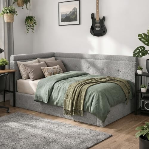 EnHomee 360° Cushioned L-Shaped Full Bed Frame, Soft Cloud Corner Platform by EnHomee