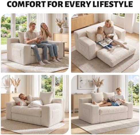 Small Boneless Couch, Boneless Loveseat Convertible Sofa Bed Sleeper Sofa Couch - Image 4