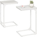 QEEIG C Table Side Table Set of 2 Living Room Sets C Shaped Couch Tray End Tables Modern, White (017-30-002WW)