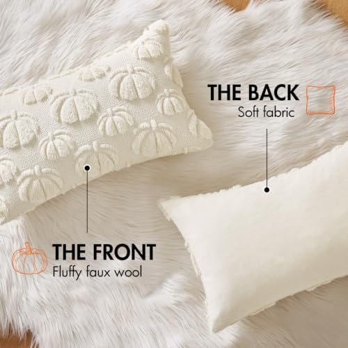 MIULEE Fall Decor Pillow Covers 12x20 Set of 2 Pumpkin Cream White - Image 6