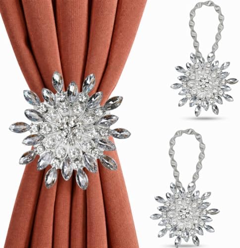 2 Pack Clear Rosette Curtain Tiebacks Window Holdback Buckles by Mikomer
