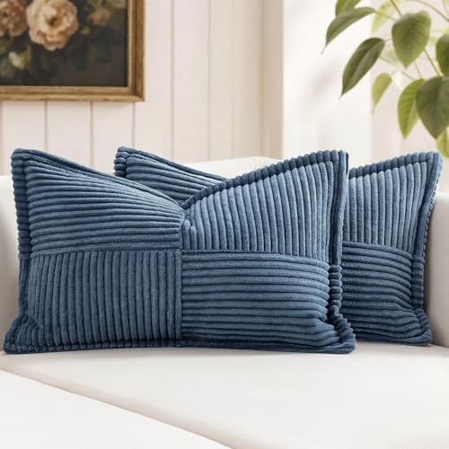 MIULEE Decorative Lumbar Throw Pillow Covers 14x24 Inch Blue 2 Pack by MIULEE