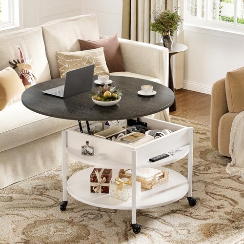 FABATO Small Round Lift Top Coffee Table - Image 2