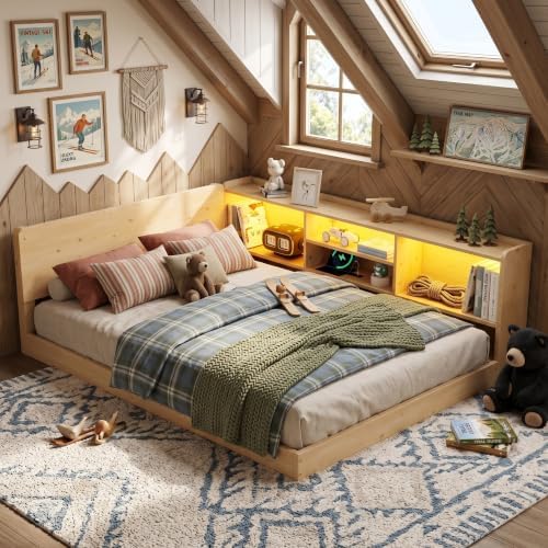 Full Corner Floor Bed with Reversible Bookcase by Mirightone