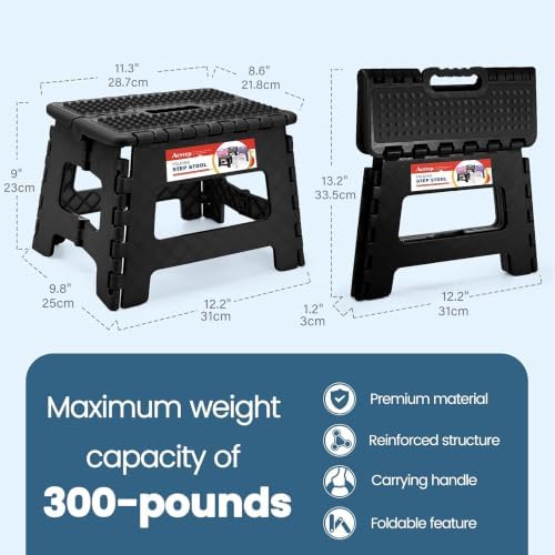 9 Inch Folding Step Stool 300 LB Capacity Non Slip Foot Stool - Image 4