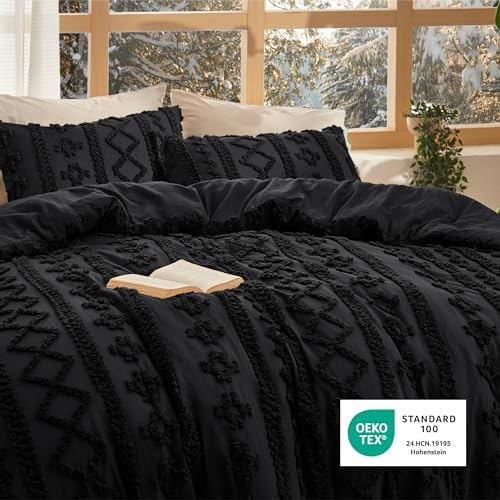 Bedsure Tufted Boho Comforter Set Full, Bedroom Decor Bedding Set Black - Image 5