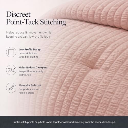 CozyLux King Size Comforter Set, 7-Piece Dusty Pink Seersucker Bed in a Bag - Image 4