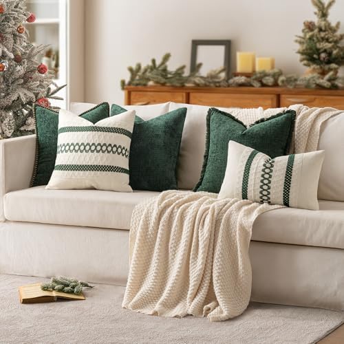 MIULEE Christmas Dark Green Boho Decorative Pillow Covers - Image 3