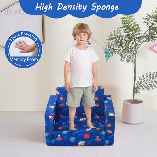 lasoftan Toddler Couch, 2-in-1 Soft Kids Couch Bed Fold Out, Toddler Chairs - Image 4