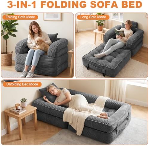 Convertible Sofa Bed, Boneless Sleeper Chair Bed - Image 5
