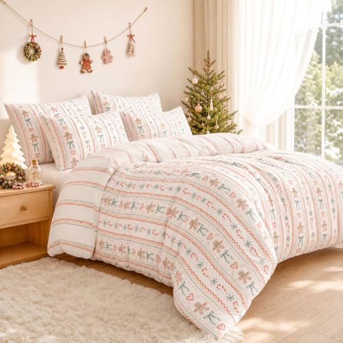 Nayoroom Christmas Comforter Set Queen Gingerbread Bow Holiday Bedding - Image 2