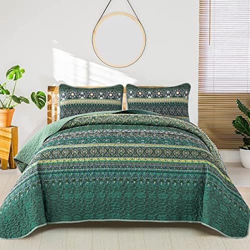 WONGS BEDDING Boho Quilts Queen Size, 3 Pieces Bedspread Bedding Set by WONGSBEDDING