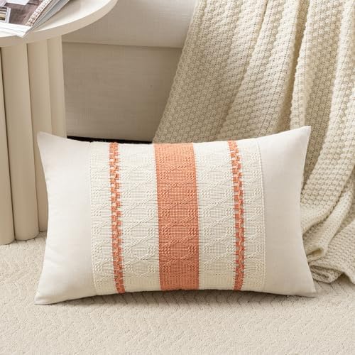 Fancy Homi Set of 1 Boho Coral Lumbar Decorative Throw Pillow Cover 12x20 Inch by Fancy+Homi