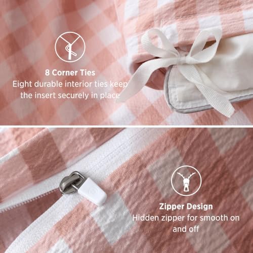 Bedsure Gingham Ruffle Duvet Cover Set, Queen Cotton-Like Quilt Cover - Image 5