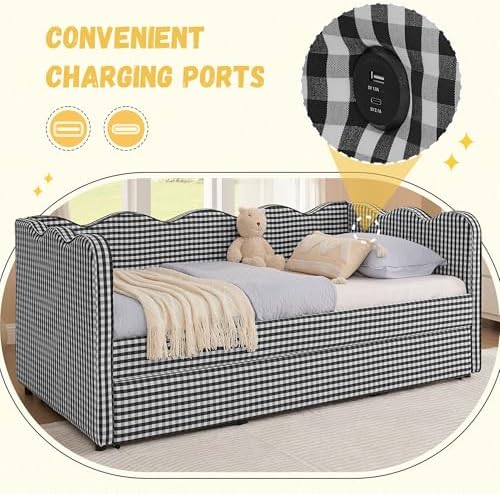 DEINPPA Twin Size Gingham Daybed - Image 4