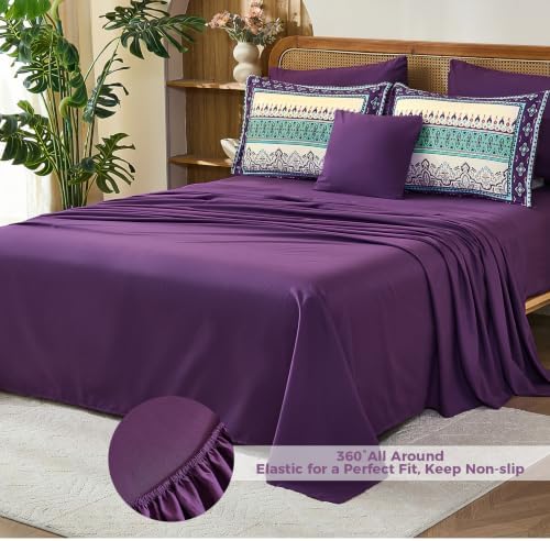 Boho Comforter Set King Size, 8 Pieces Paisley Border Bedding Set - Image 7