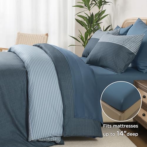 Andency Queen Comforter Set, Haze Blue, 7 Pieces - Image 5