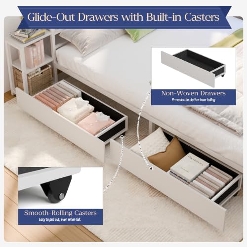 MU Full Corner Bed Frame with Storage, Bookcase & Drawers - Image 6