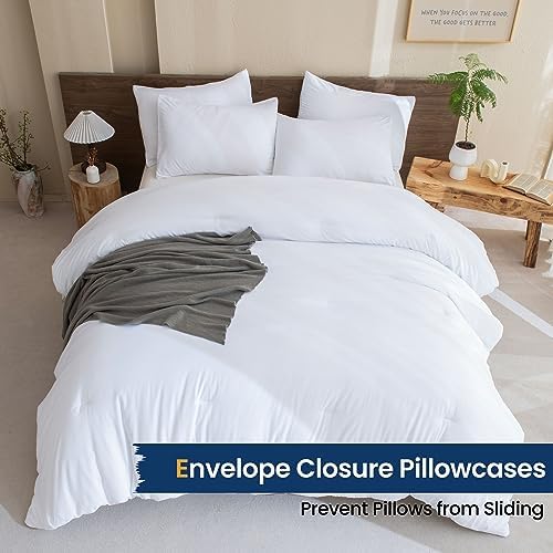 Paxrac White Comforter Full Size, 3 Pieces Boho Comforter Set, Lightweight - Image 5