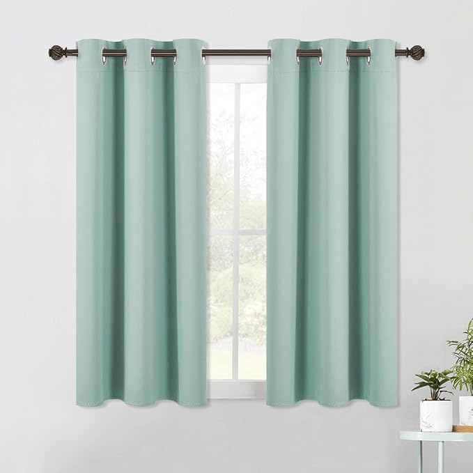 NICETOWN Aqua Blue Kitchen Blackout Short Curtain Panels by NICETOWN