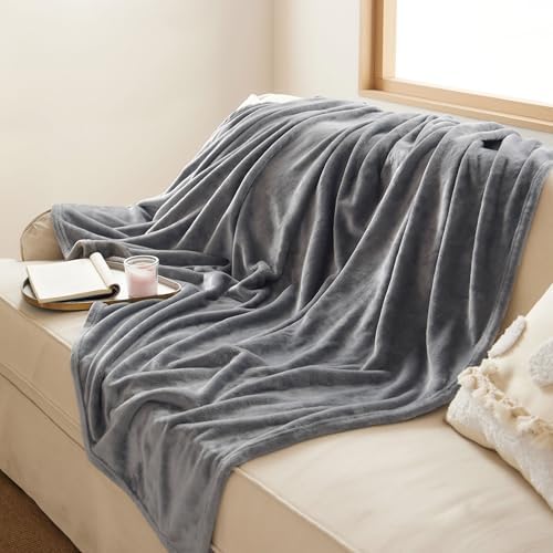 Bedsure GentleSoft Fleece Blanket Twin XL Grey - Image 5