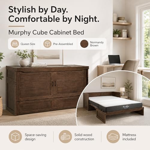 NIGHT & DAY Furniture Murphy Cube Cabinet Bed Queen - Image 3