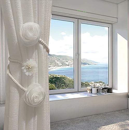 2 Pack of Curtain Tiebacks, Elegant Rose Flower Curtain Buckle, Handmade - Image 6
