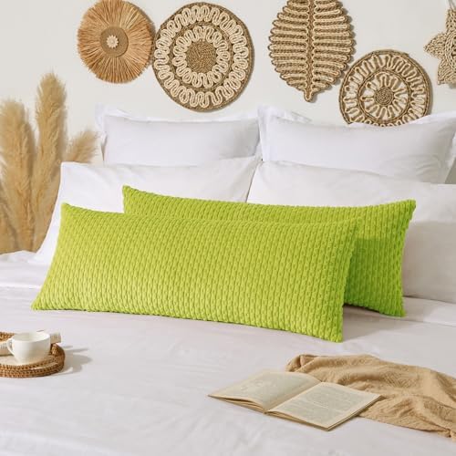 Kevin Textile Soft Corduroy 14"x36" Lumbar Pillow Cover 1 Pack, Xmas Green - Image 2
