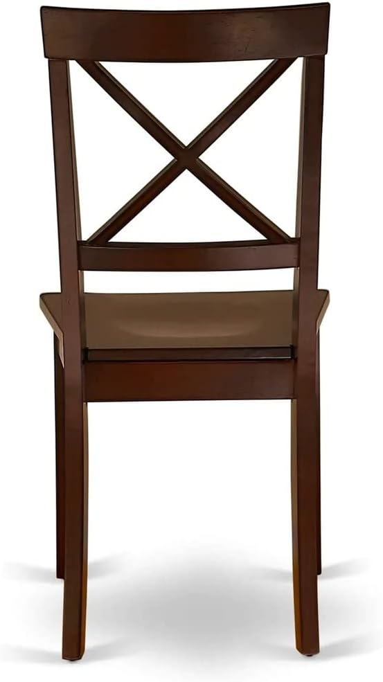 East West Furniture ESBO3-MAH-W 3 Piece Dining Room Table Set Contains a Round Kitchen Table with Pedestal and 2 Dining Chairs, 30x30 Inch, Mahogany