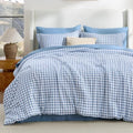 Bedsure Blue Gingham Comforter Set Full, Soft Fall Bedding 3 pcs 82"x86" by BEDSURE