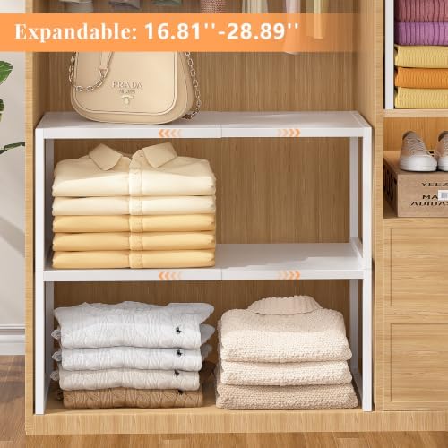 ThreeHio 2 Pack Stackable Closet Organizers and Storage Shelves, Expandable - Image 6