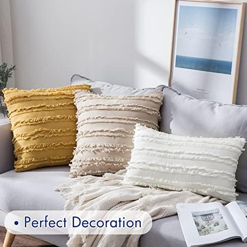 MIULEE Boho Linen Striped Throw Pillow Covers 18x18 - Image 4