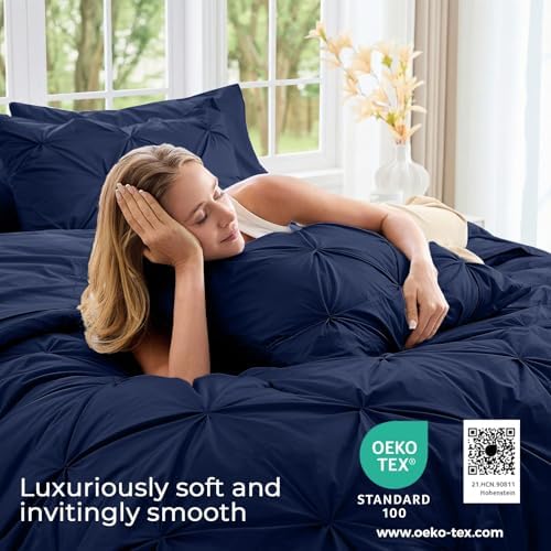 Sasttie King Size Comforter Set, 7-Piece Bed in a Bag, Pintuck Bedding Sets - Image 3