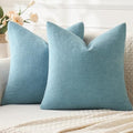 MIULEE Smoke Blue Chenille Couch Euro Throw Pillow Covers by MIULEE