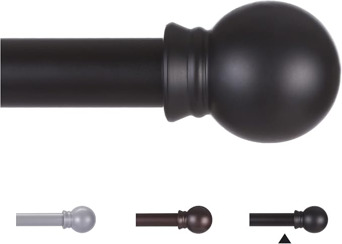 Thestoa Curtain Rods for Windows 48 to 84-92 inch, 5/8" Matte Black Curtain Rod by Thestoa