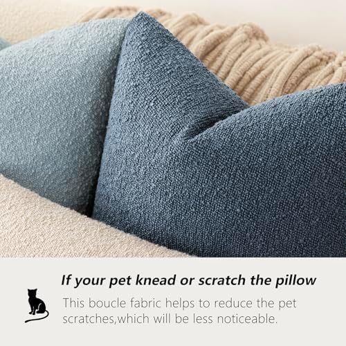Foindtower Decorative Textured Boucle Throw Pillow Covers 22x22 Dark Blue - Image 4