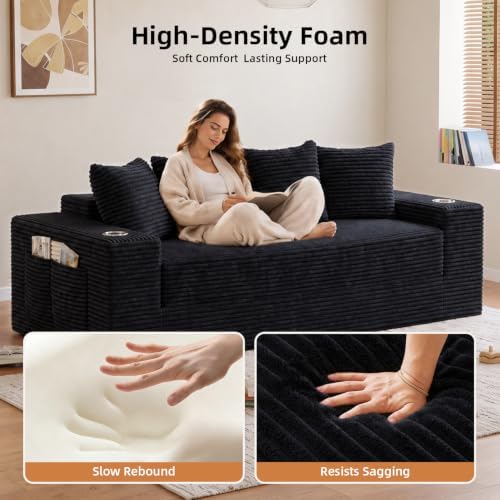 78" Boneless Couch for Living Room, Futon Sleeper Sofa Bed - Image 4