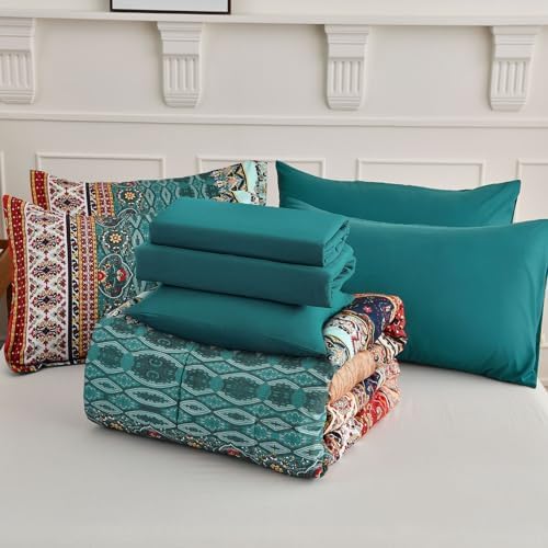 Cottolester Boho California King Comforter Set, 8 Piece Striped Bed in a Bag - Image 7