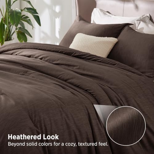 Bedsure Brown Oversized King Comforter Set, Cationic Dyed Bed Set 3 Pcs - Image 3