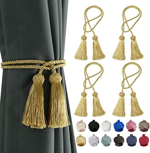 BEL AVENIR 4 Pack Handmade Rope Tassel Curtain Tiebacks by BELAVENIR