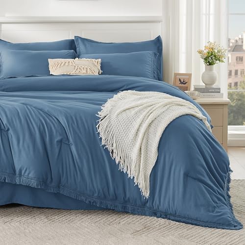 Andency Full Comforter Set, 7 Pieces Sea Blue Bedding - Image 2