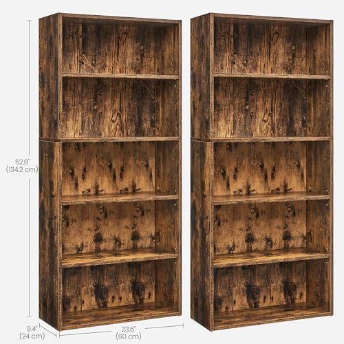VASAGLE Set of 2 5-Tier Bookshelves, 23.6 Inches Wide - Image 3