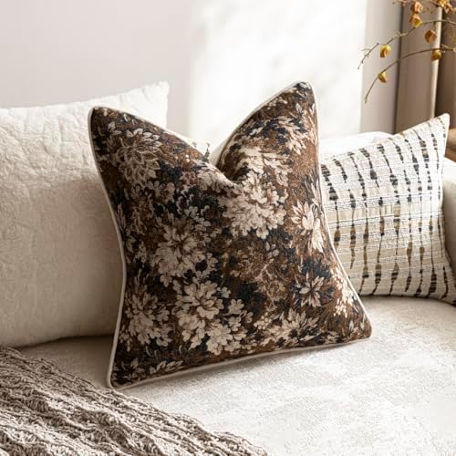 DEZENE Pack of 2 Vintage Floral Throw Pillow Covers 18x18 Boho Farmhouse - Image 4