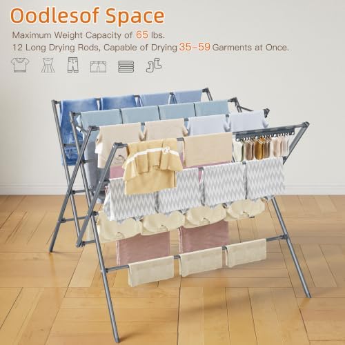 Drying Rack Clothing, 35.4in Long Drying Poles Large Clothes Drying Rack - Image 7