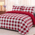 downluxe Queen Comforter Set Soft Reversible 3 Pieces, Plaid Red/White by Downluxe