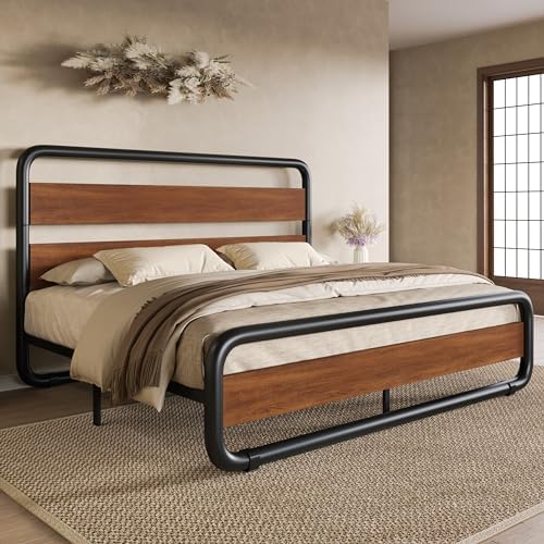 SHA CERLIN Queen Size Metal Bed Frame by SHACERLIN