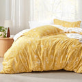 Bedsure Floral Comforter Set Cute Bedding Set Full Reversible Yellow by BEDSURE