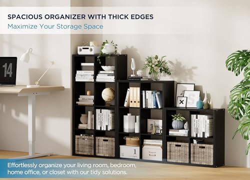 9 Cube Storage Organizer, Wooden Cube Shelf Bookcase - Image 3